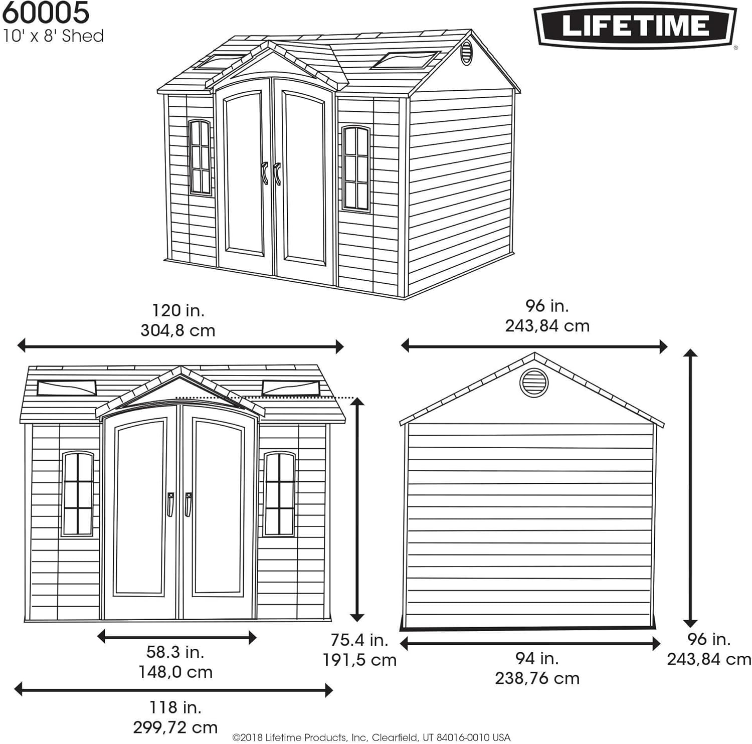 Tan Garden Shed 132.7 x 204.4 x 227.9 cm