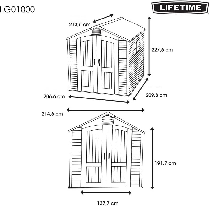 Tan Garden Shed 132.7 x 204.4 x 227.9 cm
