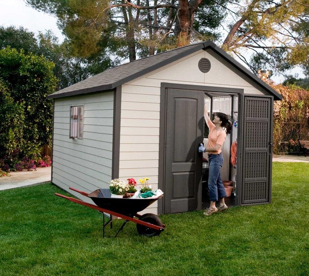 Tan Garden Shed 132.7 x 204.4 x 227.9 cm