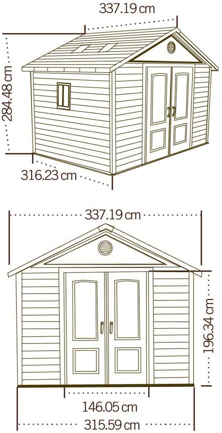 Tan Garden Shed 132.7 x 204.4 x 227.9 cm