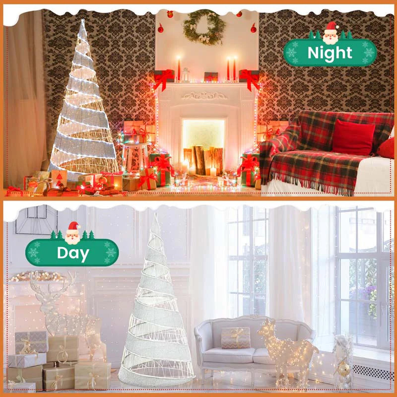 5 FT Pre-lit Christmas Cone Tree, Artificial Spiral Conic Tree with 300 Warm White & 250 Cold White LED - Product image 12