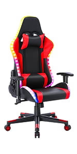 Homemiyn Gaming Chair with Speakers Video and RGB LED Lights, Pink PU Leather Ergonomic Racing Office - Product image 10