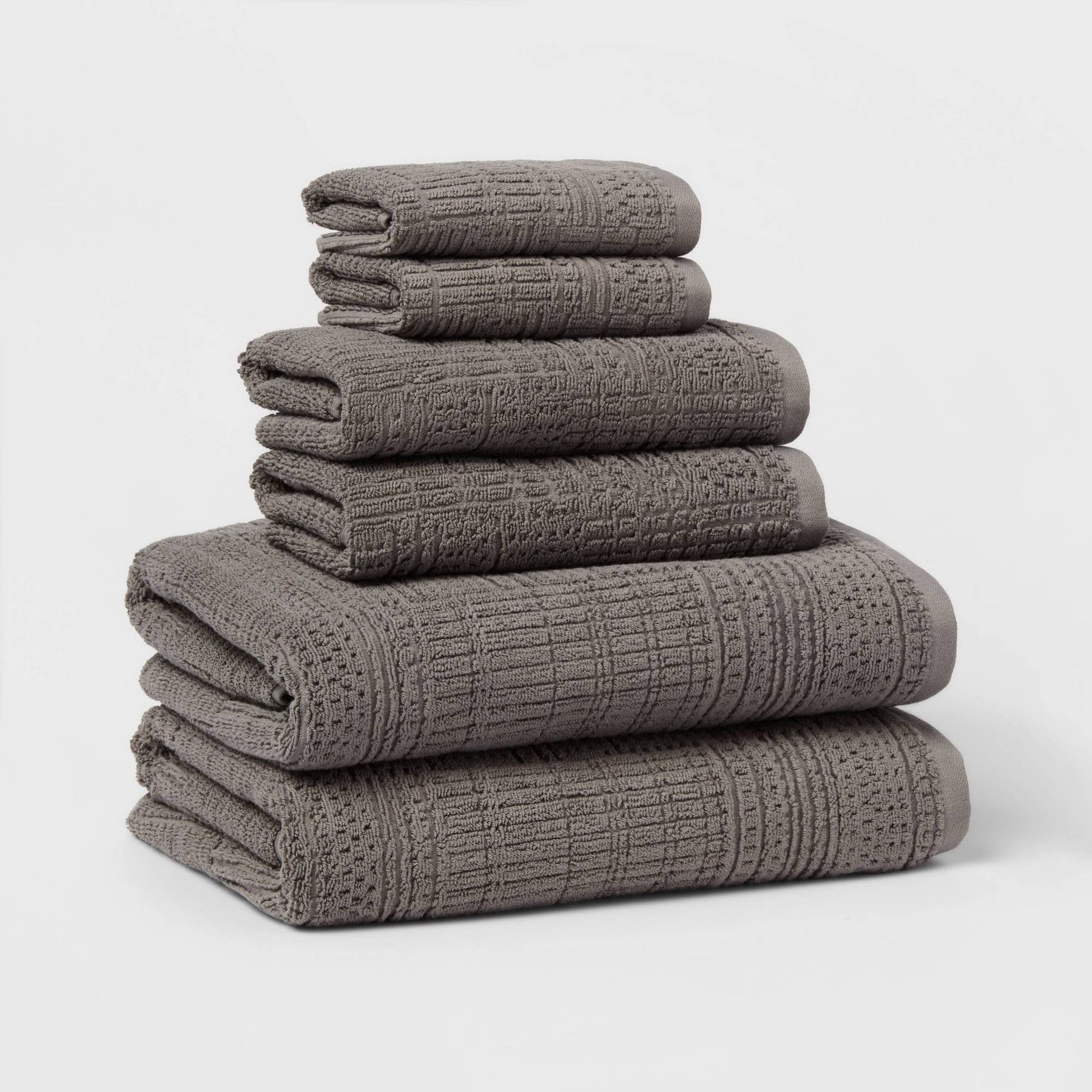 6pc Modern Bath Towels and Washcloths Set Light Gray - Threshold - Product image 1