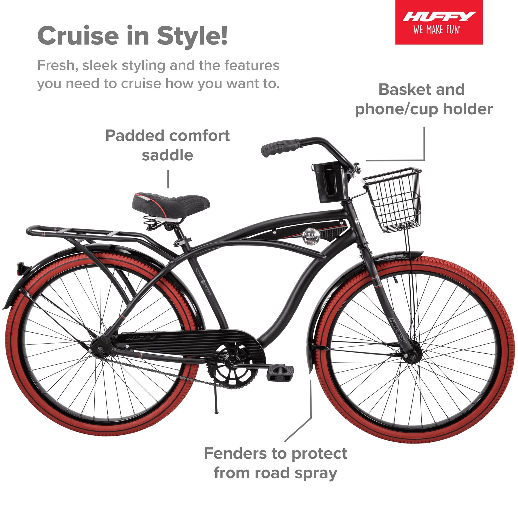 Huffy 26" Nel Lusso Men'S Cruiser Bike, Matte Black - Product image 2
