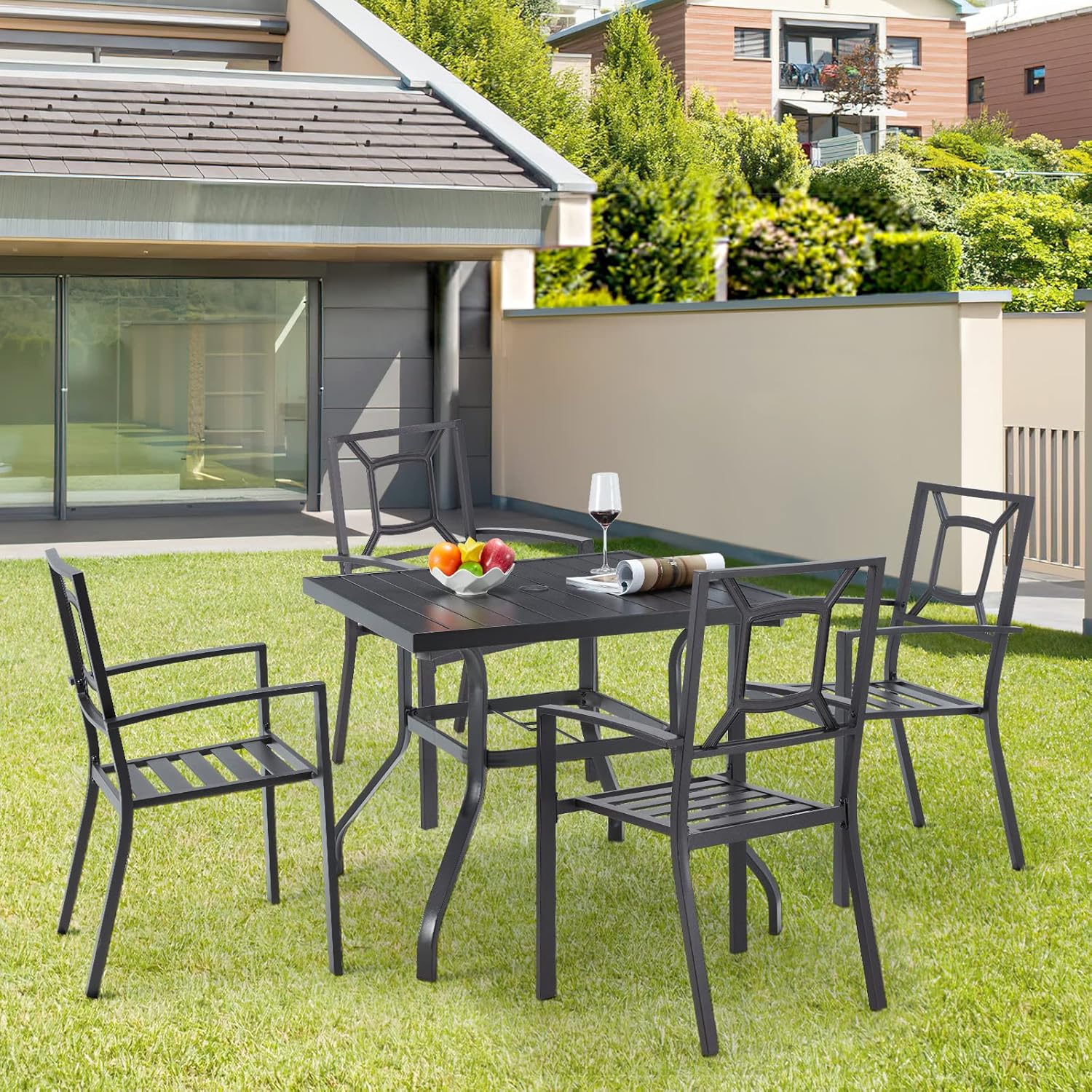 AECOJOY Metal Dining Chairs, Outdoor Patio Dining Chairs with Armrest - Product image 5