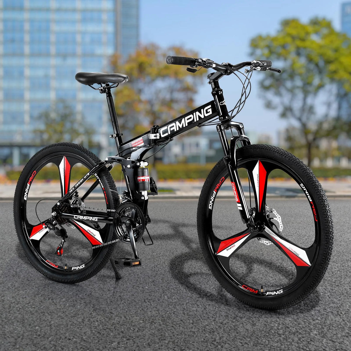 Zimtown 26" Folding Mountain Bike, Shimano 21 Speed MTB Bicycle for Adults, Black - Product image 6