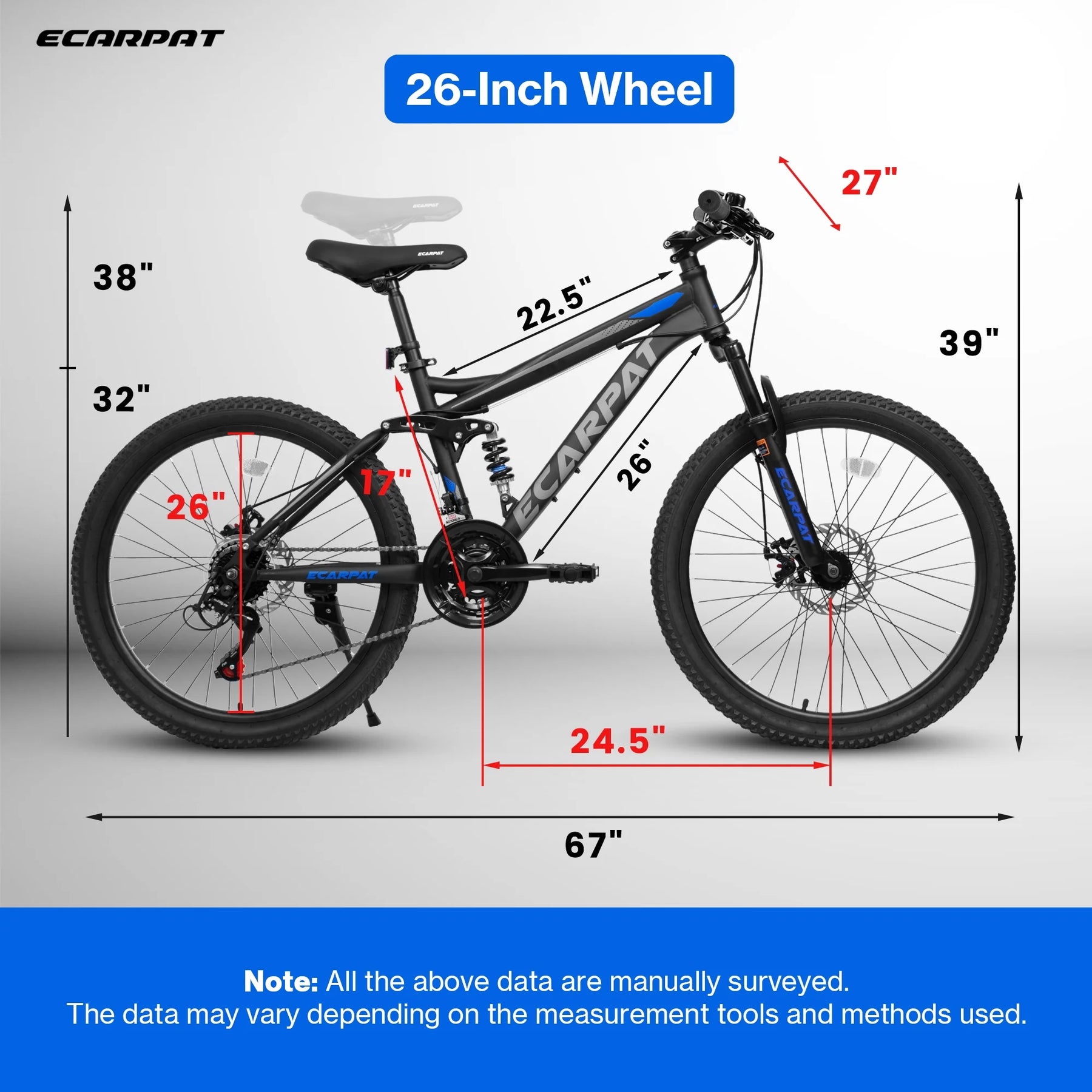 Ecarpat 26 in Mountain Bike, 21 - Speed Bike with Dual Suspension, High - Product image 11