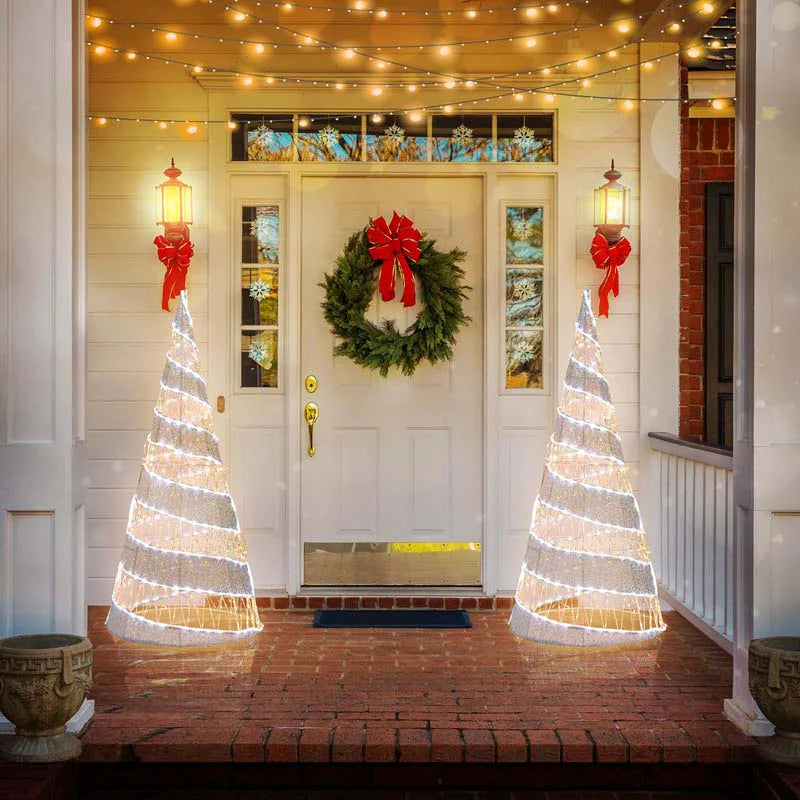 5 FT Pre-lit Christmas Cone Tree, Artificial Spiral Conic Tree with 300 Warm White & 250 Cold White LED - Product image 7