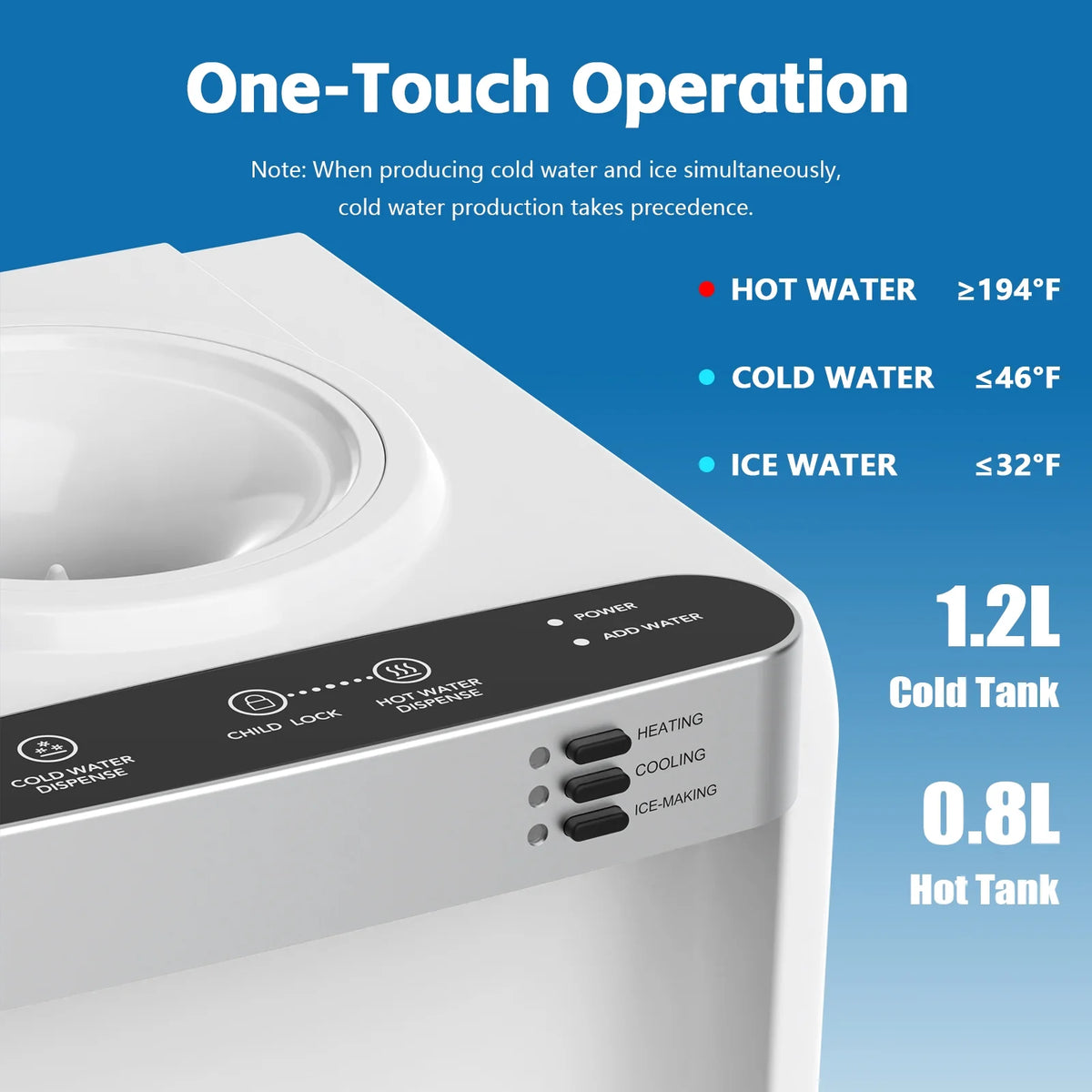 Advwin 3 - in - 1 Water Dispenser with Ice Maker, 33 lb/24H, Top Loading 3 or 5 Gallon - Product image 3