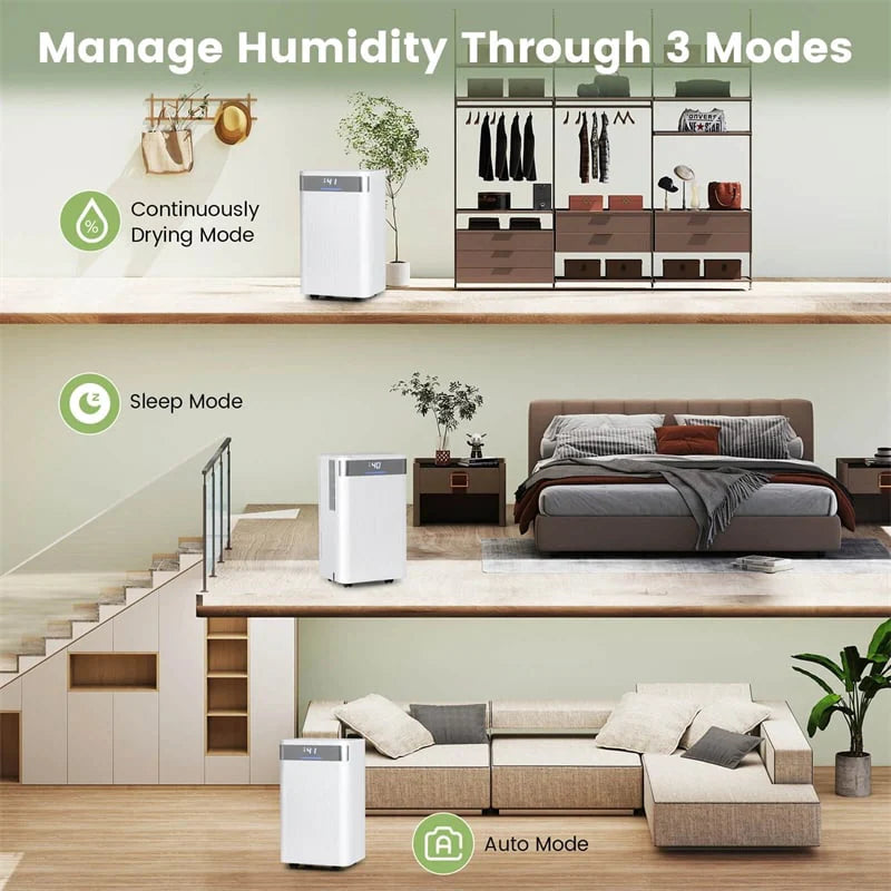 32 Pints 2000 Sq.ft Basement Dehumidifier with Drain Hose, 24H Timer & 3-Color Indicator - Product image 4