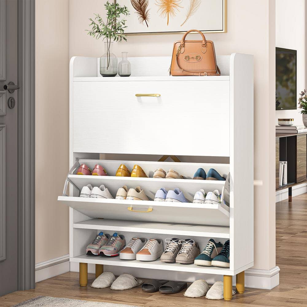 BYBLIGHT 41.73 in. H White 24-Pairs Shoe Storage Cabinet, Freestanding Shoe Cabinet for Entryway - Product image 1