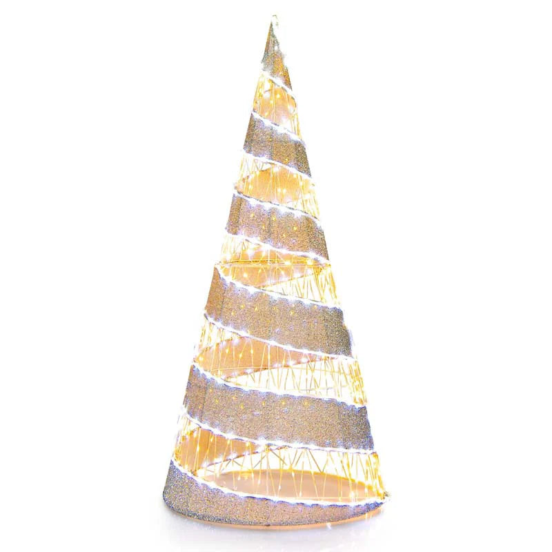 5 FT Pre-lit Christmas Cone Tree, Artificial Spiral Conic Tree with 300 Warm White & 250 Cold White LED - Product image 2