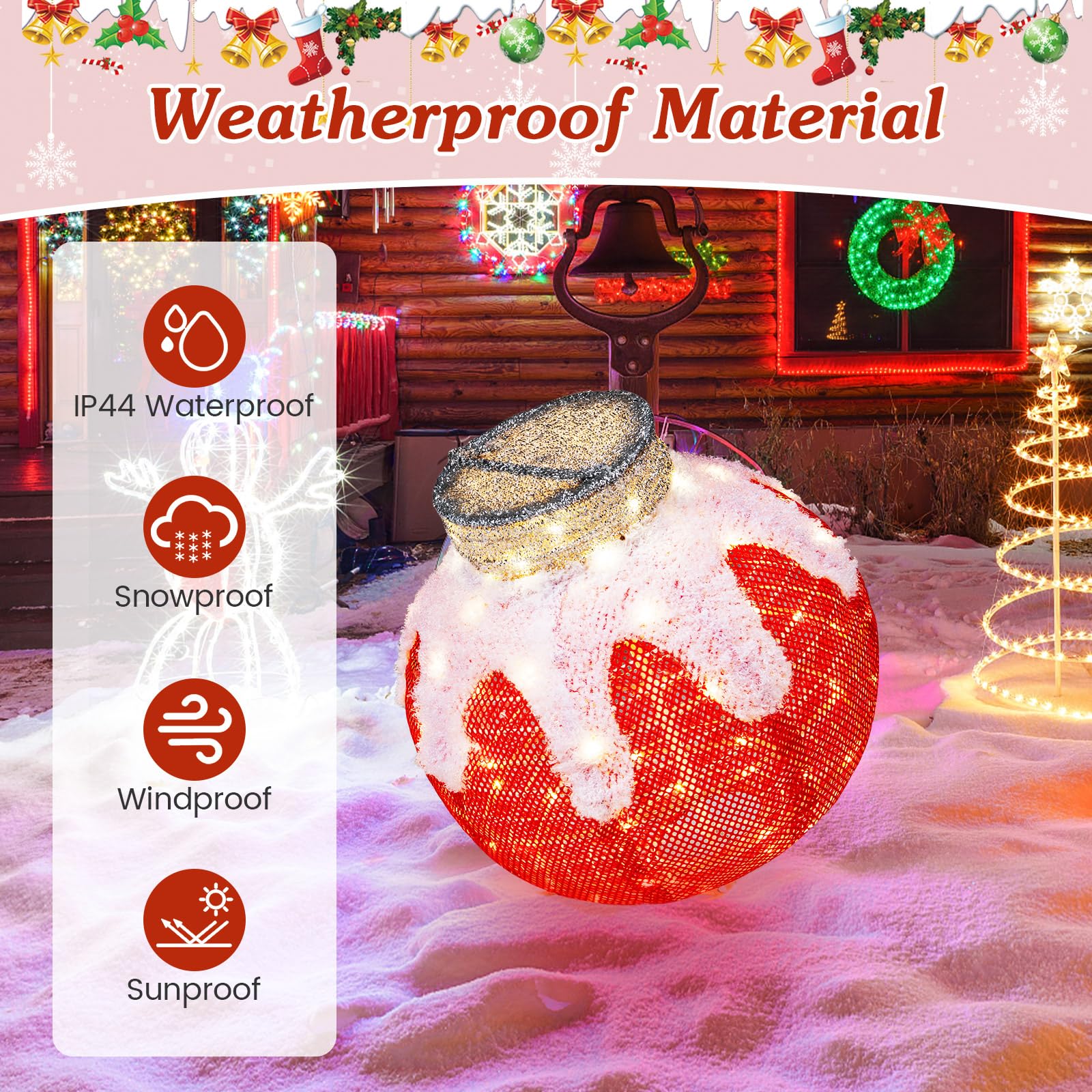 Tangkula Christmas Lighted Lantern with 80 LED Lights & Support Base - Product image 6