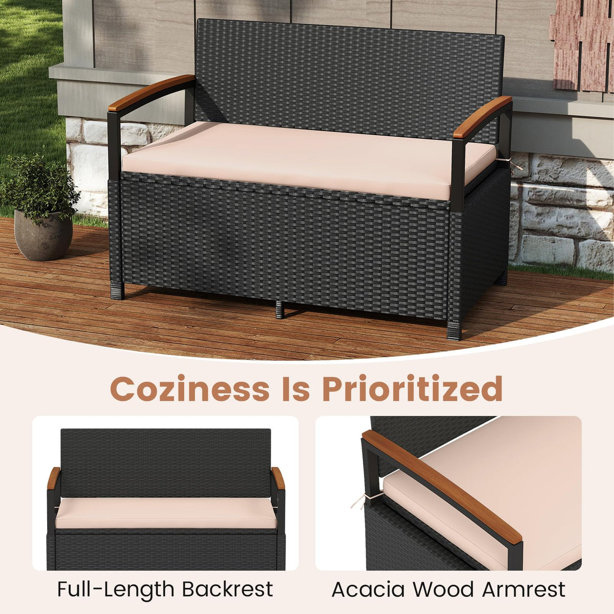 Tangkula 46 Gallon Outdoor Bench with Storage - Product image 7