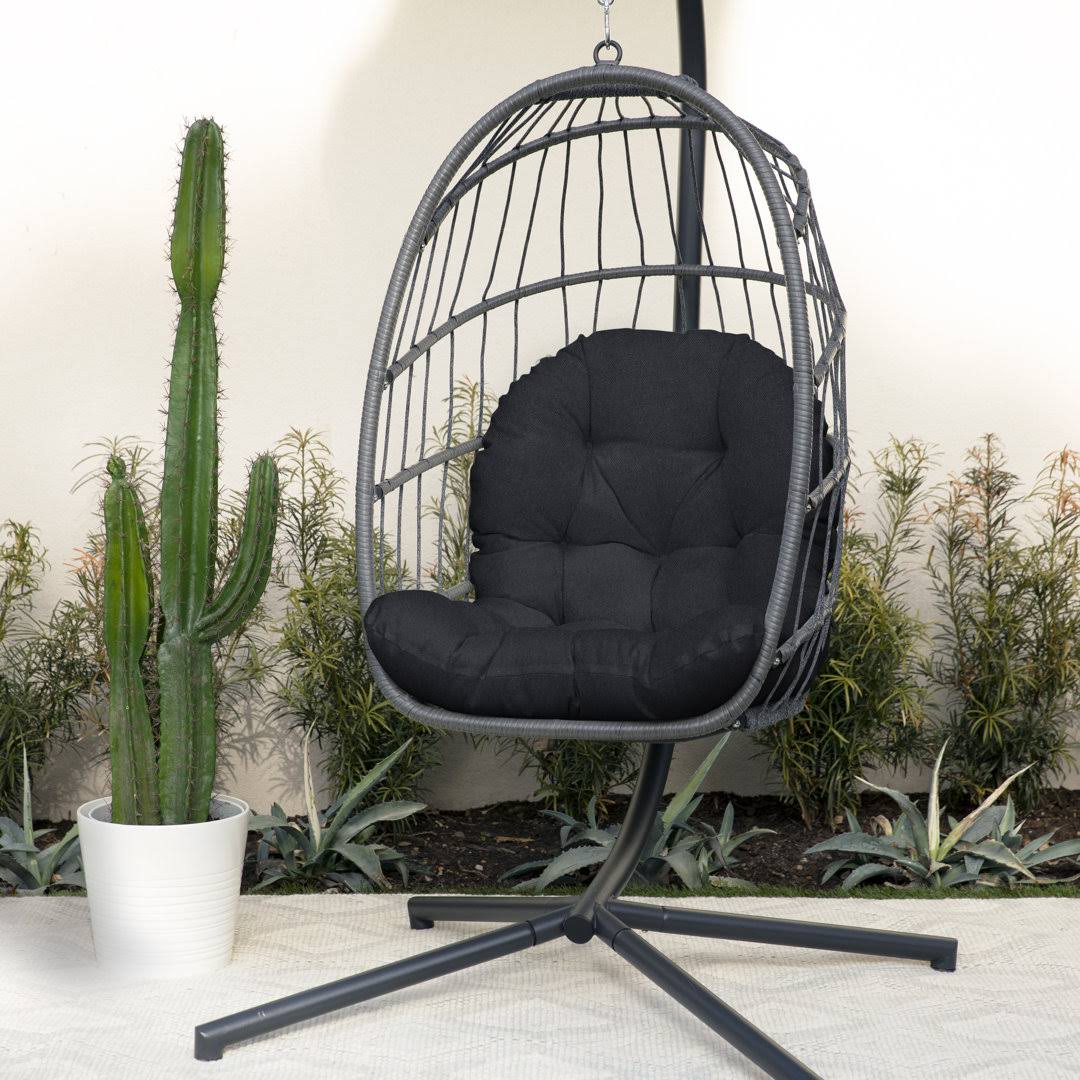Outdoor Seat/Back Cushion Egg Chair Cushion Birch Lane Fabric: Black - Product image 1