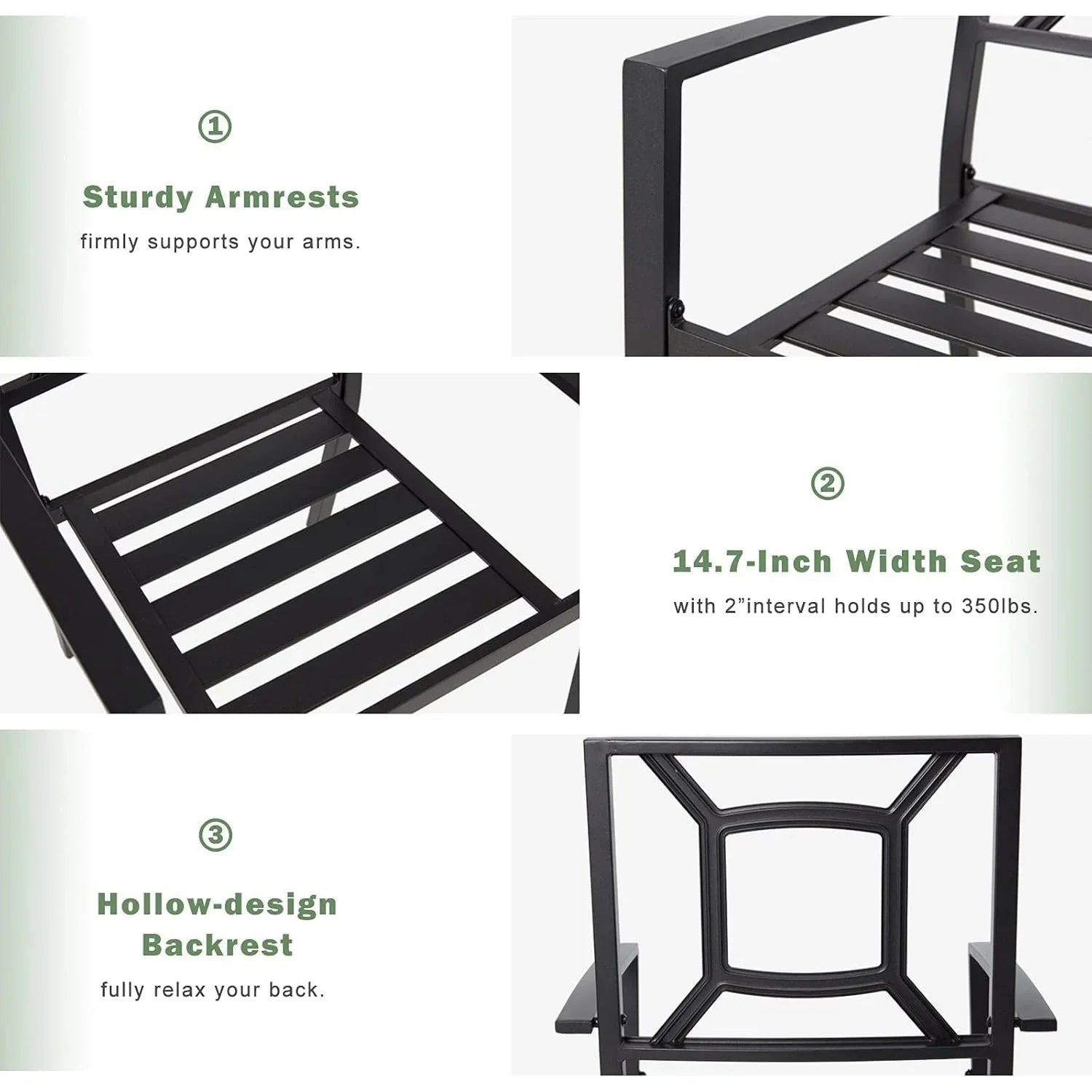 AECOJOY Metal Dining Chairs, Outdoor Patio Dining Chairs with Armrest - Product image 4