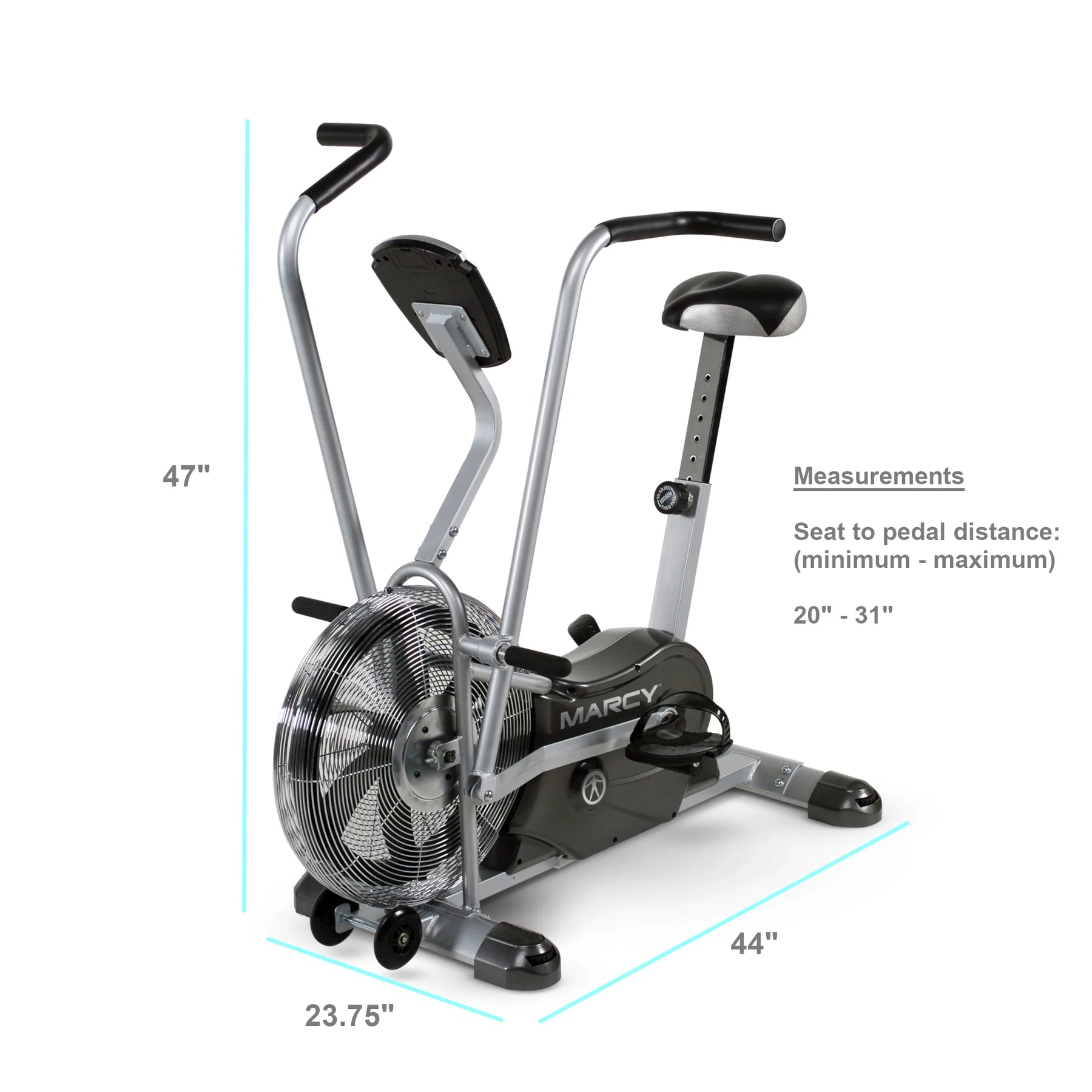 Marcy Air Cardio Fitness Training Equipment Fan Workout Bike with Exercise Arms AIR - 1