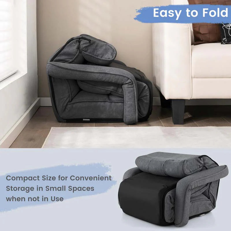 6-Position Adjustable Floor Sofa Bed, Folding Lazy Sofa Chaise Lounger Recliner with Armrests & Footrests - Product image 22