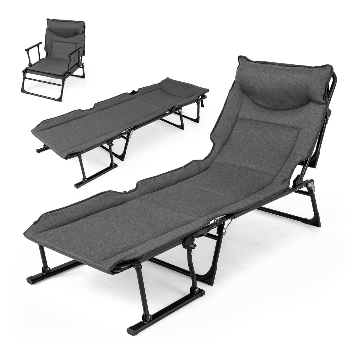 Tangkula 3 in 1 Folding Camping Cot Comfy Padded Convertible Single Sofa Chair - Product image 1