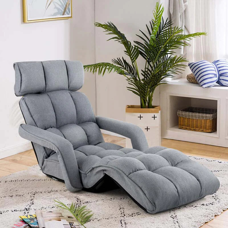 6-Position Adjustable Floor Sofa Bed, Folding Lazy Sofa Chaise Lounger Recliner with Armrests & Footrests - Product image 7