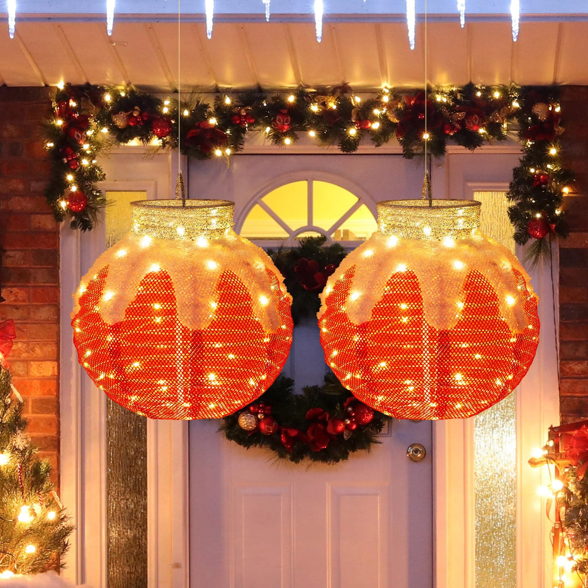 Tangkula Christmas Lighted Lantern with 80 LED Lights & Support Base - Product image 3