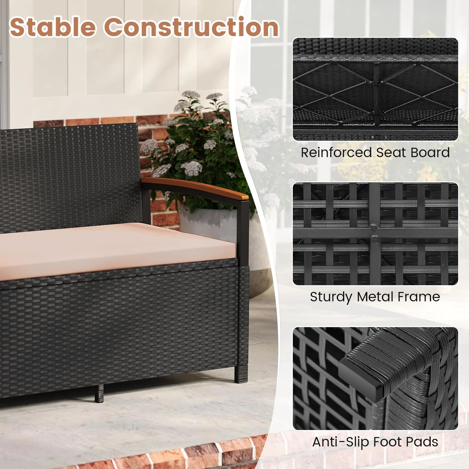 Tangkula 46 Gallon Outdoor Bench with Storage - Product image 6